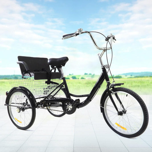 Comfortabele Driewieler voor Volwassenen – 20 Inch | Met Kinderzitje & Ruime Mand | Ideaal voor Senioren