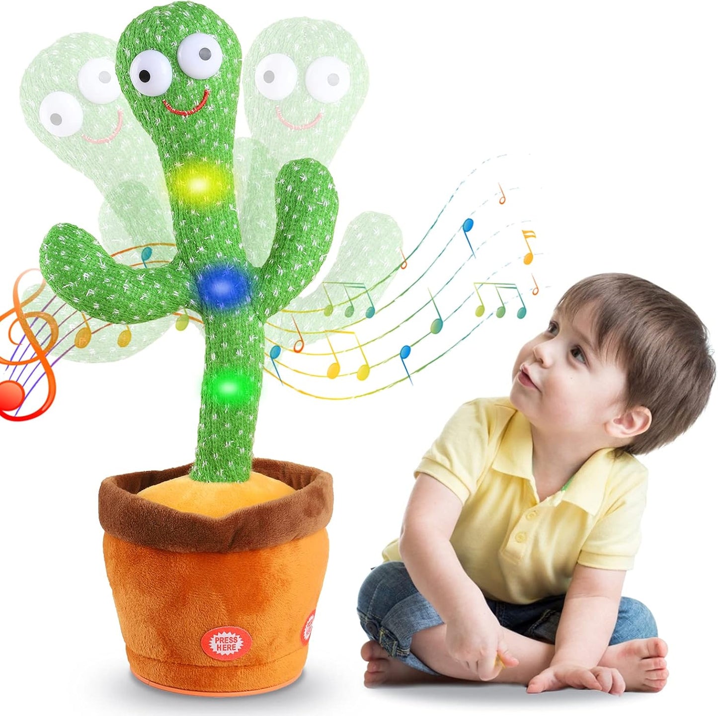 Interactieve Cactus – Dansend Spraak & LED-Lichten, Zacht pluche – Stimuleert spraak en taal