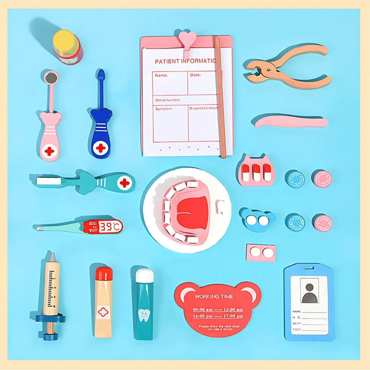 Houten Dokter Set – 20 Stukken, Niet-Toxisch Hout – Creatief en Educatief Speelgoed voor Kinderen