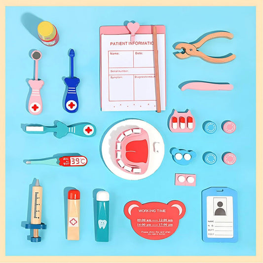 Houten Dokter Set – 20 Stukken, Niet-Toxisch Hout – Creatief en Educatief Speelgoed voor Kinderen
