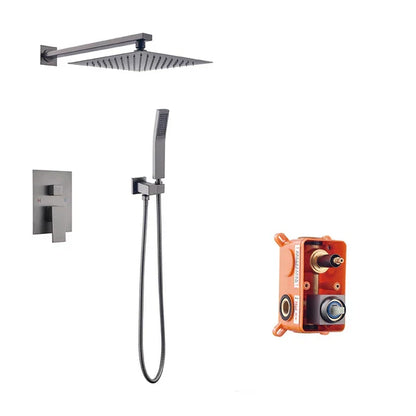 VoordeelPaleis® Doucheset Manhattan 10 inch regendouche vierkant 3-weg Gun Metal inbouw
