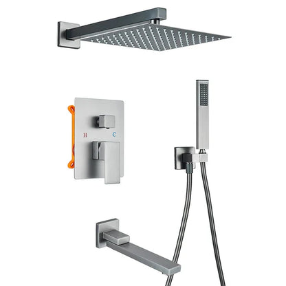 VoordeelPaleis® Doucheset Manhattan 10 inch regendouche vierkant 3-weg Gun Metal inbouw