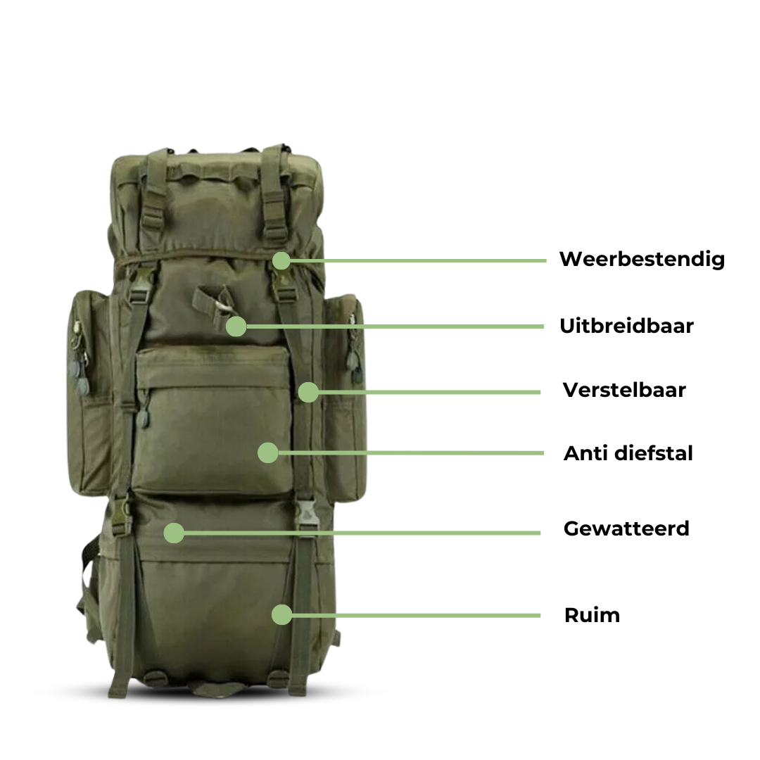 Outdoor Backpack – 70L | Ruime en Waterbestendige Trekking Rugzak