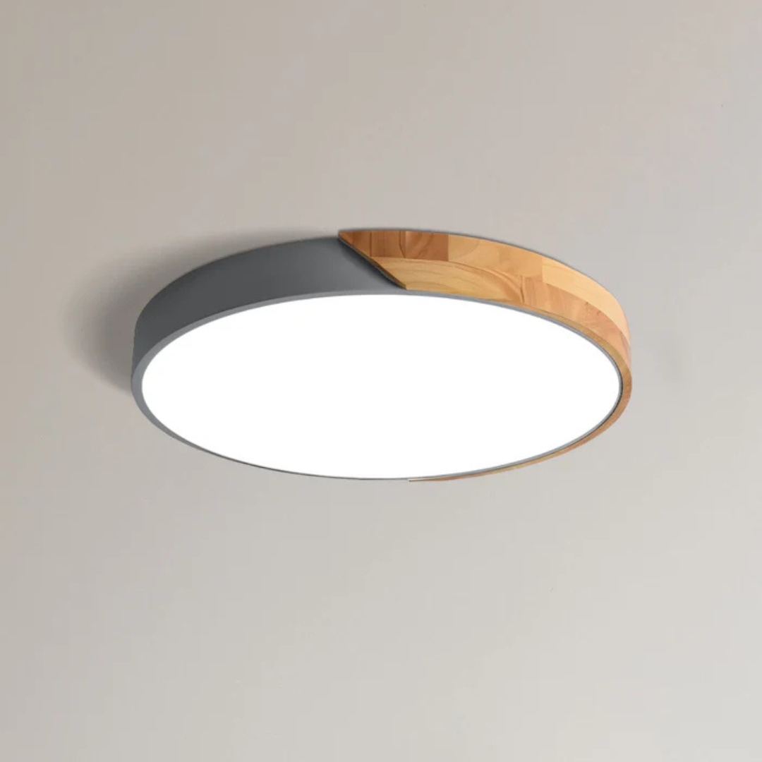 Scandinavische LED Plafondlamp met Hout – Stijlvolle Plafonnière voor Sfeervolle Verlichting