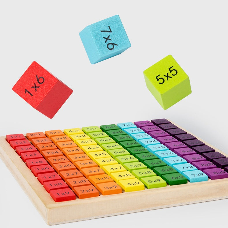Houten Vermenigvuldigingstafel – Educatief Speelbord met 81 Blokken – Veilig en Duurzaam Educatief Speelgoed