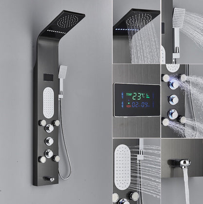 Douchepaneel Opbouwdouche VoordeelPaleis® Toronto met hand- en voetendouche LCD Premium mat zwart