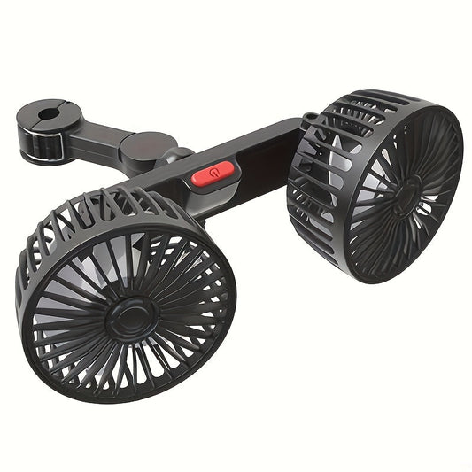 KoelFlex dubbele autoventilator – 360° verstelbaar, stil & USB-aangedreven
