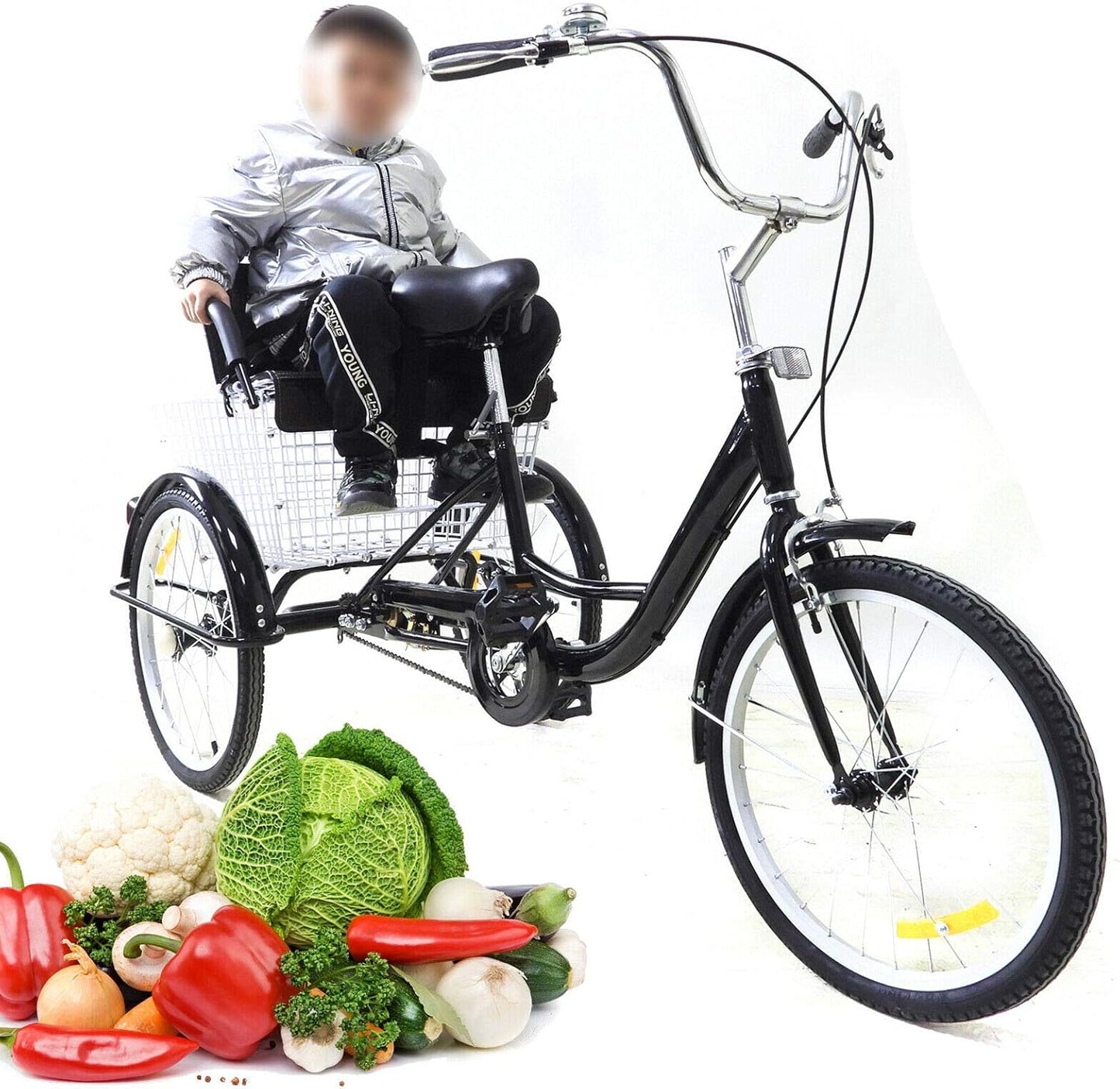 Comfortabele Driewieler voor Volwassenen – 20 Inch | Met Kinderzitje & Ruime Mand | Ideaal voor Senioren