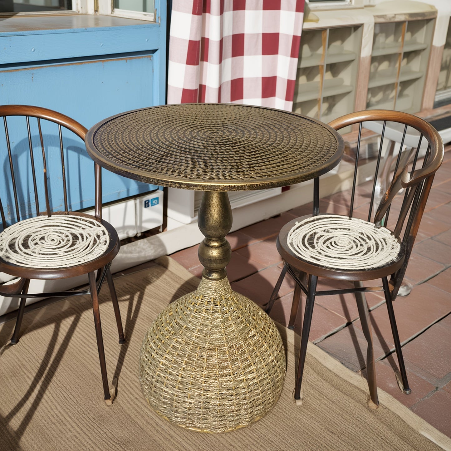 Ronde Koffietafel van Watergras met IJzeren Frame – 52 cm Hoog