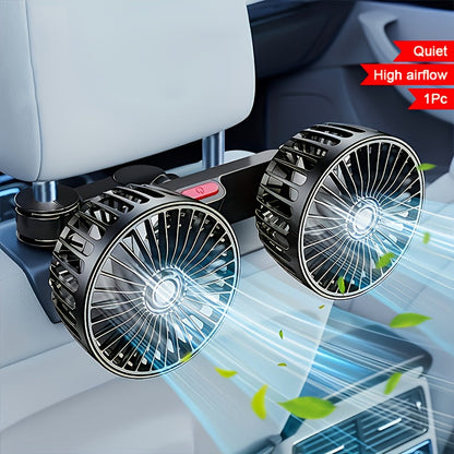 KoelFlex dubbele autoventilator – 360° verstelbaar, stil & USB-aangedreven