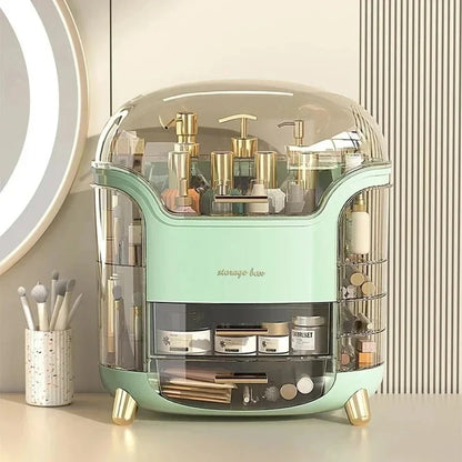 Luxe Transparante Make-up Organizer met Draaideuren en Lades