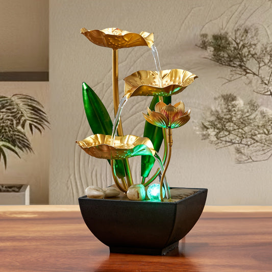 Lotus Binnenfontein met LED-verlichting – Rustgevend Watereffect voor Ontspanning