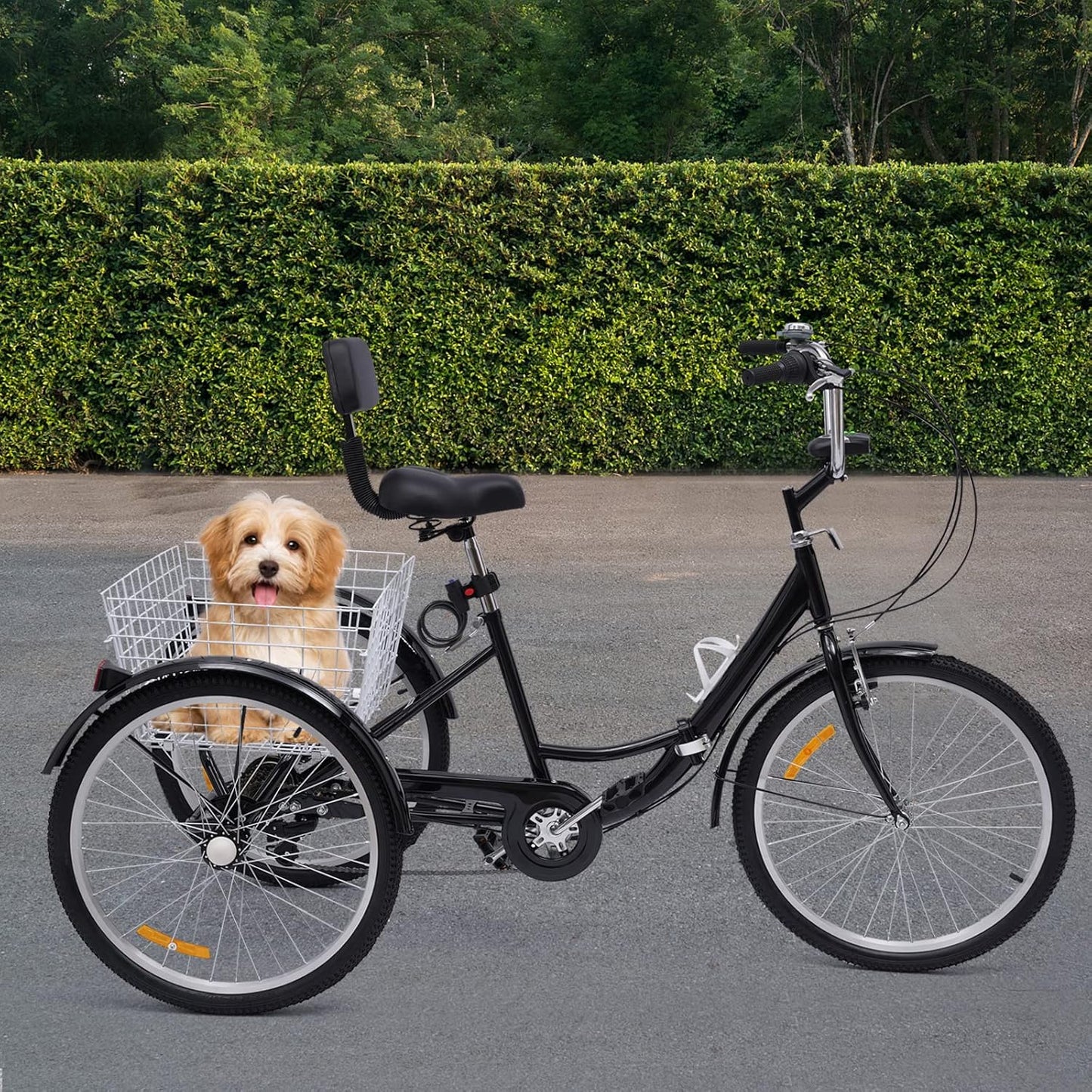 Volwassen Driewieler – 24 Inch | 3 Wielen Fiets met Versnellingen & Grote Mand | Verstelbaar & Comfortabel | Tot 120 kg Draagvermogen