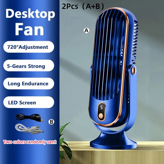 Draagbare Mini Airconditioner met USB-oplading – 5 Snelheden & 720° Rotatie