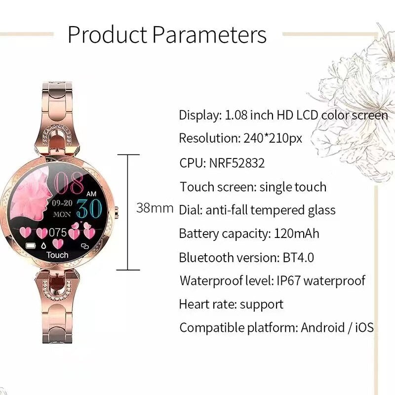 AquaFit Smartwatch voor Dames – Waterdicht, Activiteitstracker & Meldingen