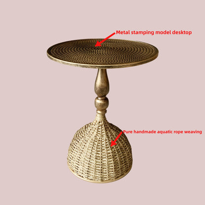 Ronde Koffietafel van Watergras met IJzeren Frame – 52 cm Hoog
