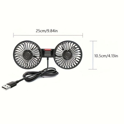KoelFlex dubbele autoventilator – 360° verstelbaar, stil & USB-aangedreven