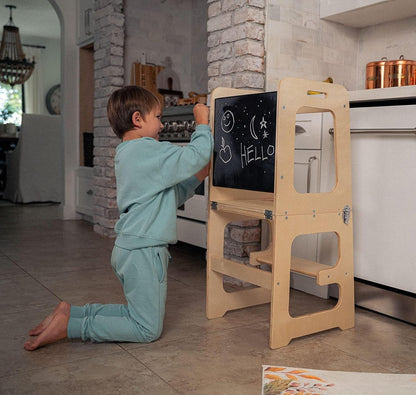 Peutertoren – 4-in-1 Functie, Veilig Houten Ontwerp – Geschikt voor Kinderen van 18 Maanden tot 6 Jaar