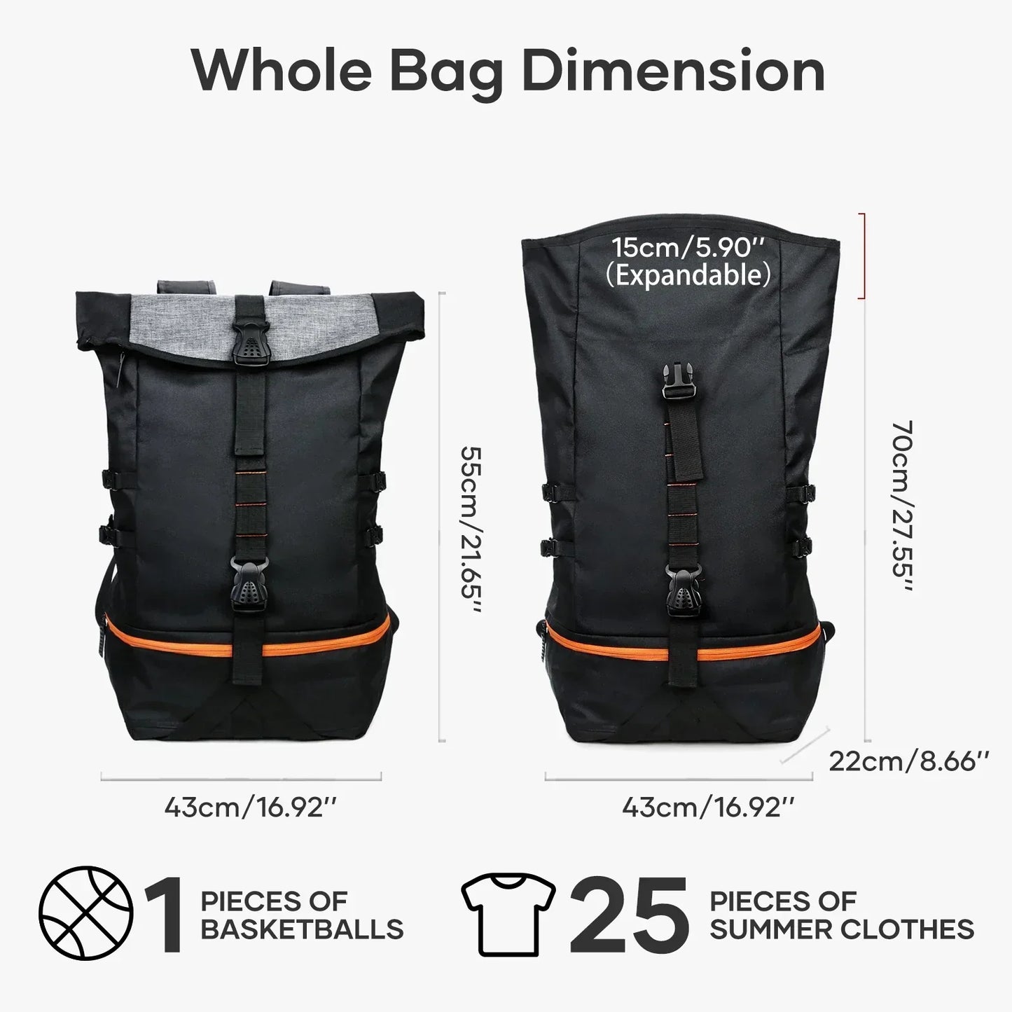 SportGear Rugzak met Ballenvak en Schoenenvak – 35L Softback