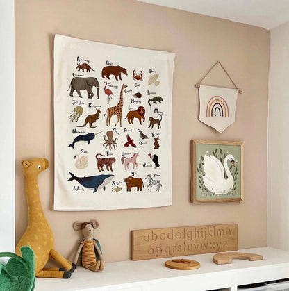 Wandposters voor Kinderen – Zacht Biologisch Katoen, Educatieve Motieven voor Creatieve Ruimtes