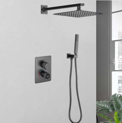 VoordeelPaleis® Aqua-AeroLine Digitale Doucheset Inbouw Douchekraan Bermuda Digitaal LCD Display Mengkraan  30 cm regendouche 2-weg Gun Metal