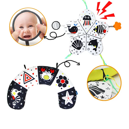 Activiteitenkussen – Leerzaam Speelgoed met Bijtring en Diverse Texturen – Ideaal voor Baby's