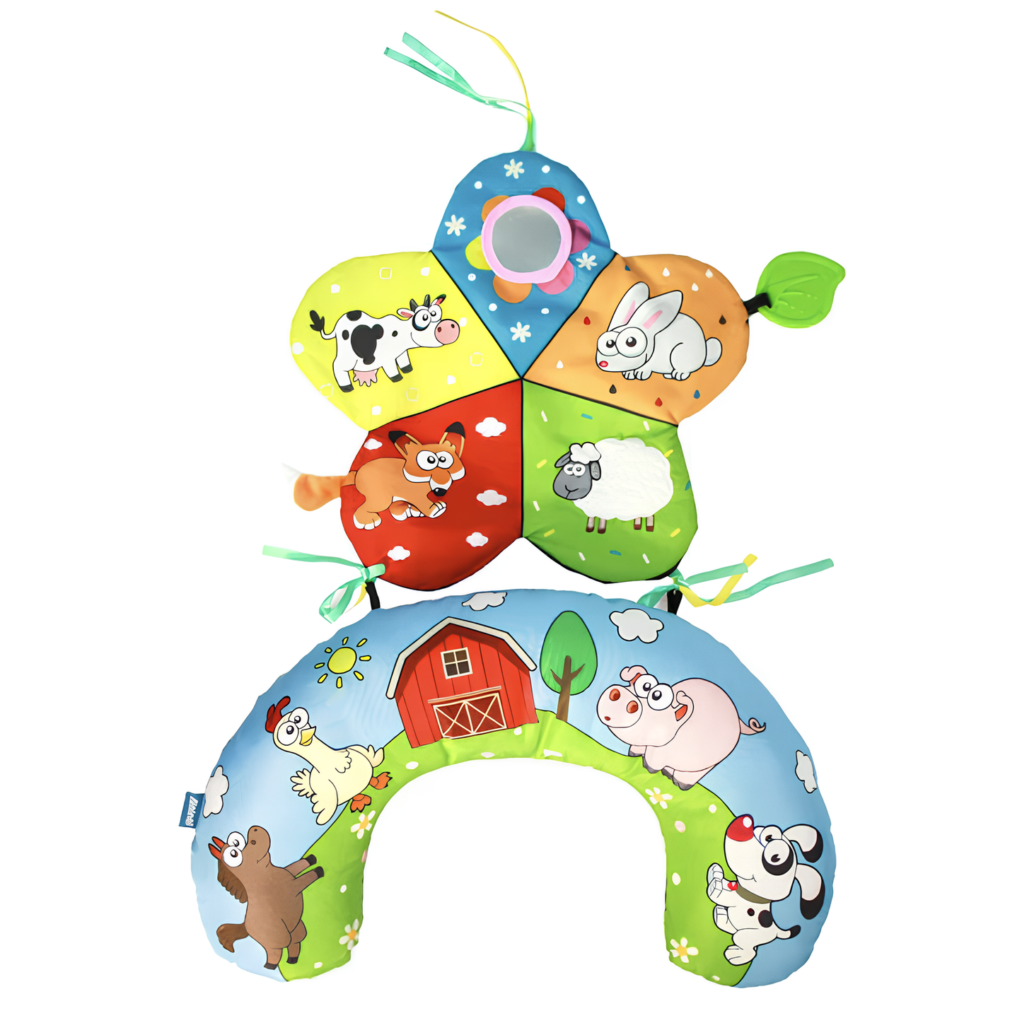 Activiteitenkussen – Leerzaam Speelgoed met Bijtring en Diverse Texturen – Ideaal voor Baby's