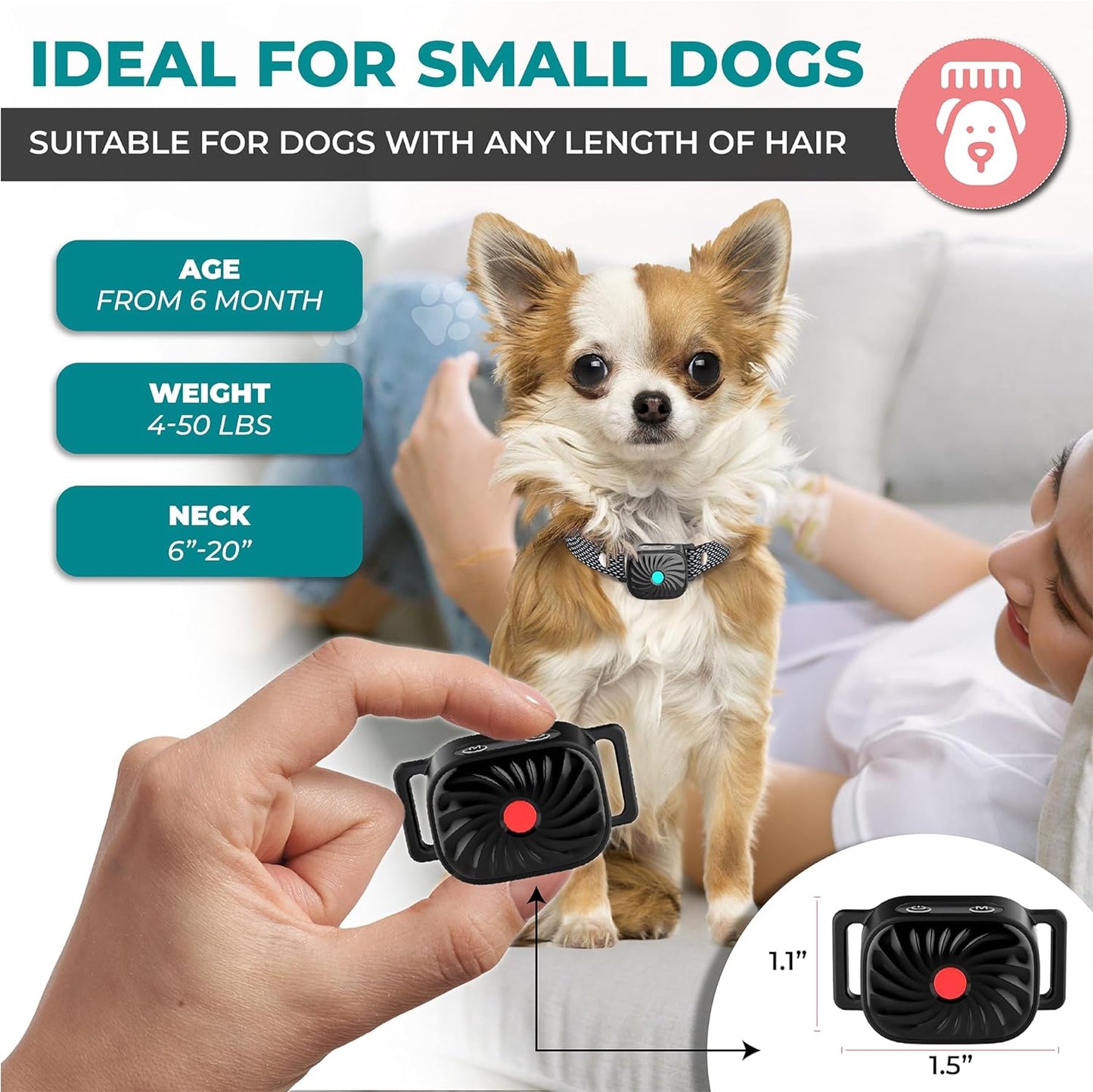 Anti-blafhalsband voor kleine honden