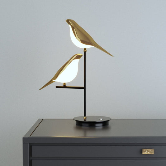 Artelune | Post-Modern LED Tafellamp met Galvanized Gouden Vogel