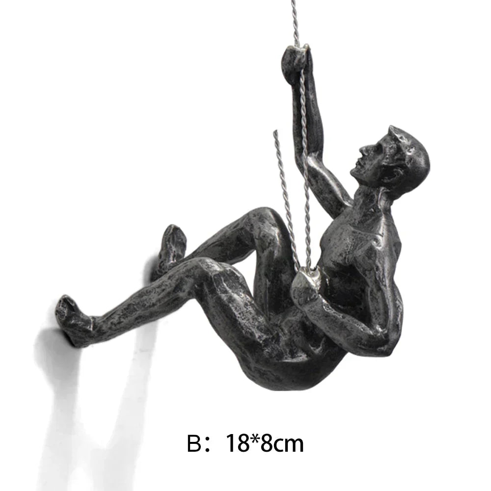 CraftedClimb Klimfiguren Wanddecoratie – Inspirerende Muurkunst van Hars en IJzer