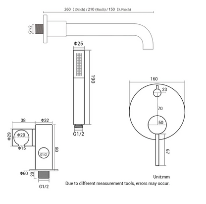 VoordeelPaleis® Badset Doucheset Yosemite Inbouw Badkraan 21cm en Handdouche Koper 2 weg