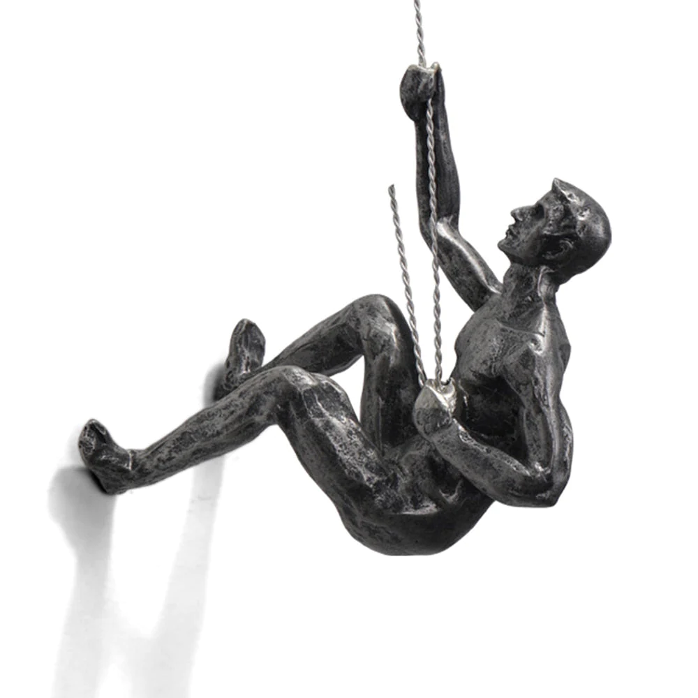CraftedClimb Klimfiguren Wanddecoratie – Inspirerende Muurkunst van Hars en IJzer