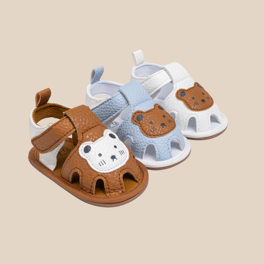 Baby Sandalen – Comfortabel PU-leer, Antislip Zool, Open Neus met Berenprint – Perfect voor Actieve Peuters