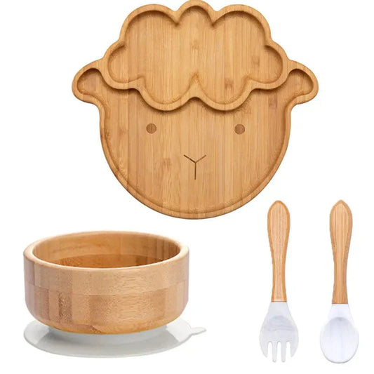 Babyservies – Bamboe Set met Zuignap, BPA-vrij en Natuurlijk – Perfect voor Kleine Eters