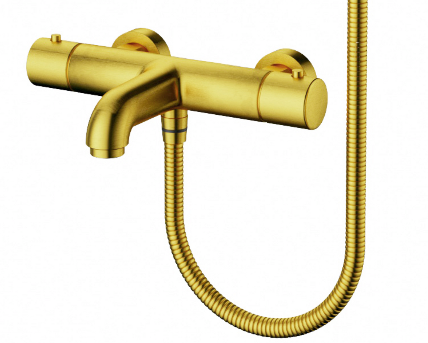 SaniSupreme Aloni doucheset badset opbouw thermostatische badmengkraan 2 weg met ronde handdouche en wandbeugel Geborsteld Goud