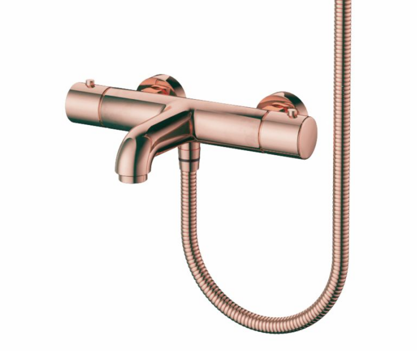 SaniSupreme Aloni doucheset badset opbouw thermostatische badmengkraan 2 weg met ronde handdouche en wandbeugel Geborsteld Koper