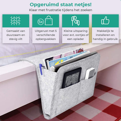 Handige opbergvakken voor aan je bed of bank - Opruimen - Opbergvak - Opbergzak - Gemakkelijk - Woonaccessoires