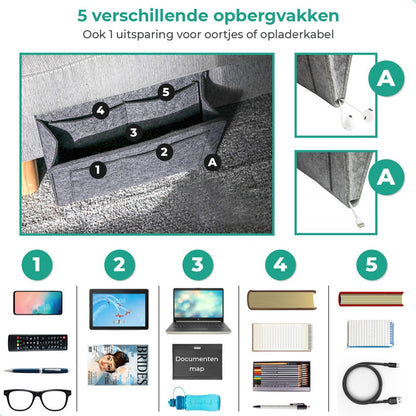 Handige opbergvakken voor aan je bed of bank - Opruimen - Opbergvak - Opbergzak - Gemakkelijk - Woonaccessoires
