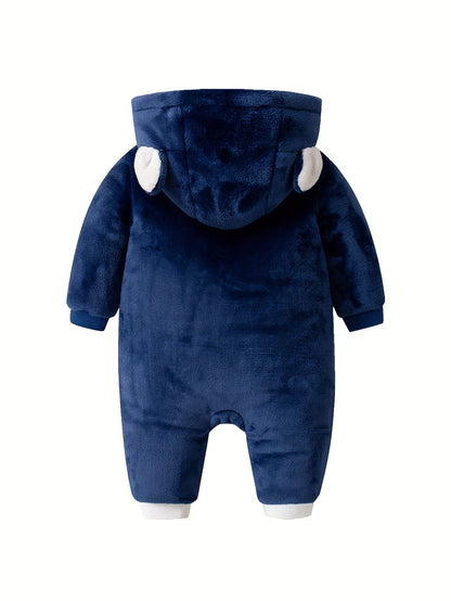Beer Romper – Zachte Flanelstof met Oortjes, Ideaal voor Herfst en Winter