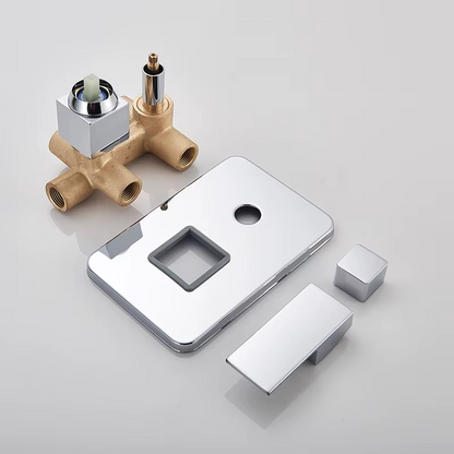 VoordeelPaleis® Wand Thermostatische Doucheset Biarritz 3 weg waterval met regendoucheplateau chroom glans