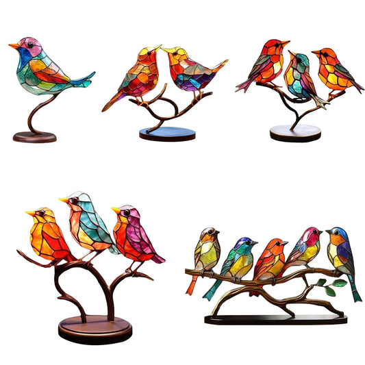 BirdArt - Acryl Vogels op Tak Beeld | Kunstzinnige Decoratie voor Slaapkamer