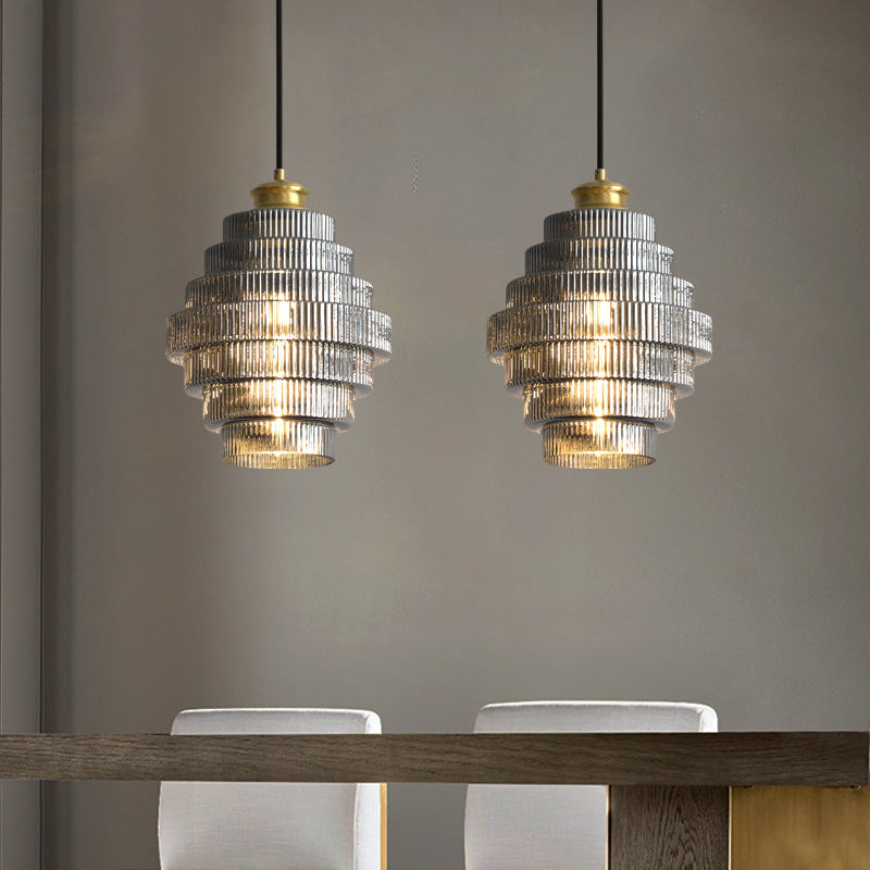 BrassGlow - Flesvormige Messing Glazen Hanglamp