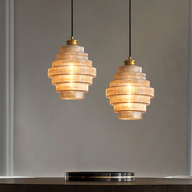 BrassGlow - Flesvormige Messing Glazen Hanglamp