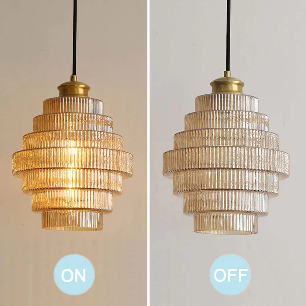 BrassGlow - Flesvormige Messing Glazen Hanglamp