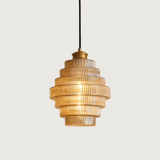 BrassGlow - Flesvormige Messing Glazen Hanglamp