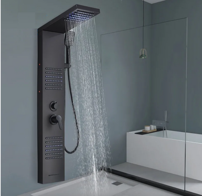 ACTIE Douchepaneel Regendouche VoordeelPaleis® Xena mat zwart met LED verlichting