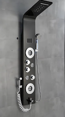 Douchepaneel Regendouche VoordeelPaleis® Primo LCD Premium mat zwart