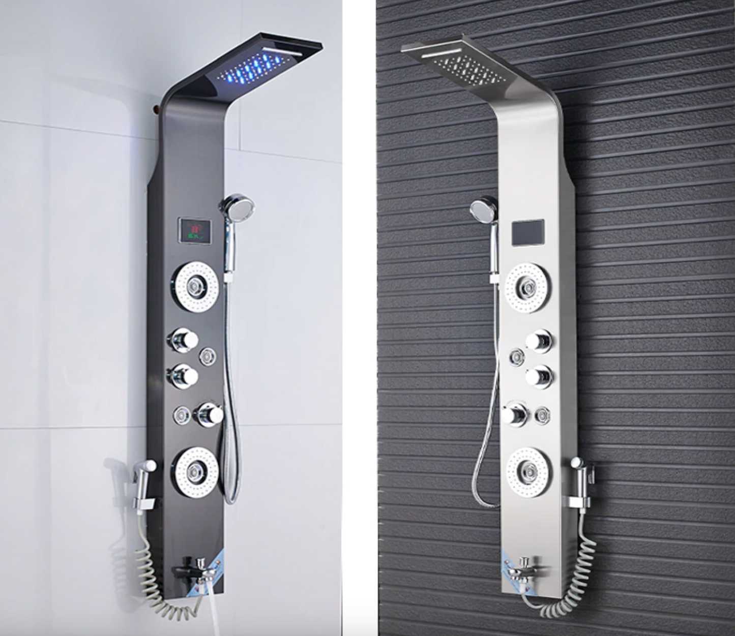 Douchepaneel Regendouche VoordeelPaleis® Primo LCD Premium mat zwart