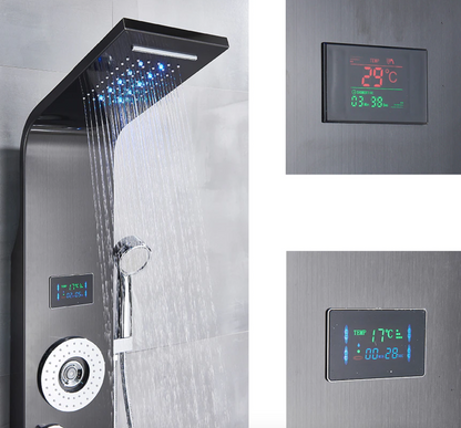 Douchepaneel Regendouche VoordeelPaleis® Primo LCD Premium mat zwart