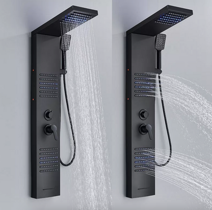 ACTIE Douchepaneel Regendouche VoordeelPaleis® Xena mat zwart met LED verlichting